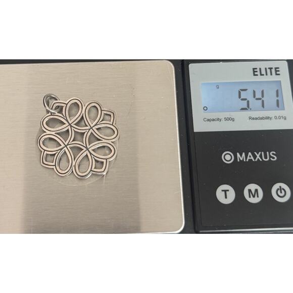 Retired James Avery 925 Tracery Pendant Geometric Openwork Design 5.41G/1.4in - Picture 6 of 6